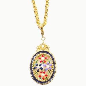 Vintage Style Gold Tone Enamel Floral Necklace